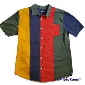 Pacsum Men's Colorblock Button Front Shirt Size Medium